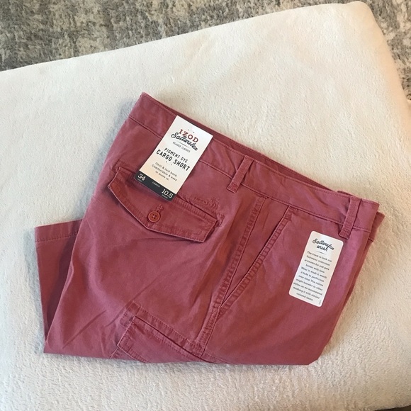 IZOD Saltwater pigment dye cargo men’s shorts size 34 color saltwater red - Picture 2 of 7